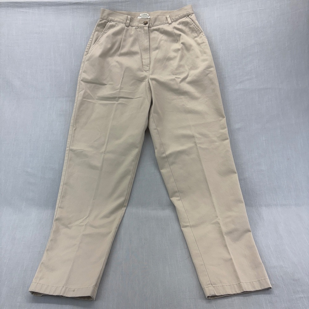 L.L.Bean Chino Pants Womens 10 Reg Original Fit Khaki Tan Pleated Front
